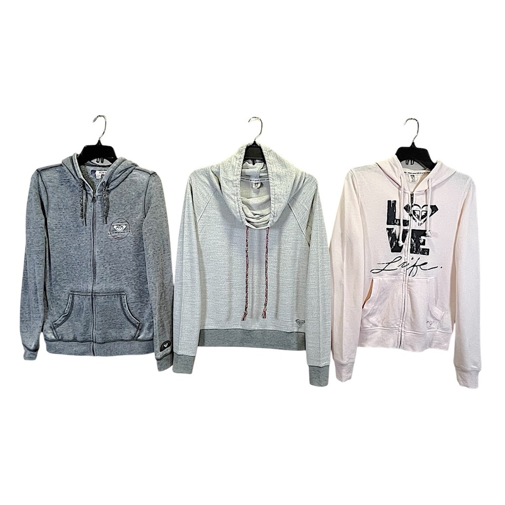 Set of Three Roxy Hoodies in Gray and Pink